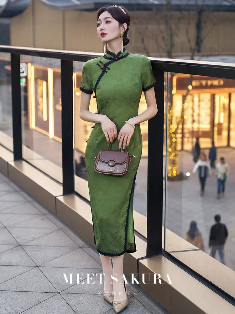 【Hanfu】Whispers of Emerald | Cheongsam/Qipaohan fu Chinese han fu hanfu male tang dynasty clothes chinese hanfu tang dynasty outfits traditiona hanfu dress chinese hanfu chinese style dress dress fashion cheongsam dress q