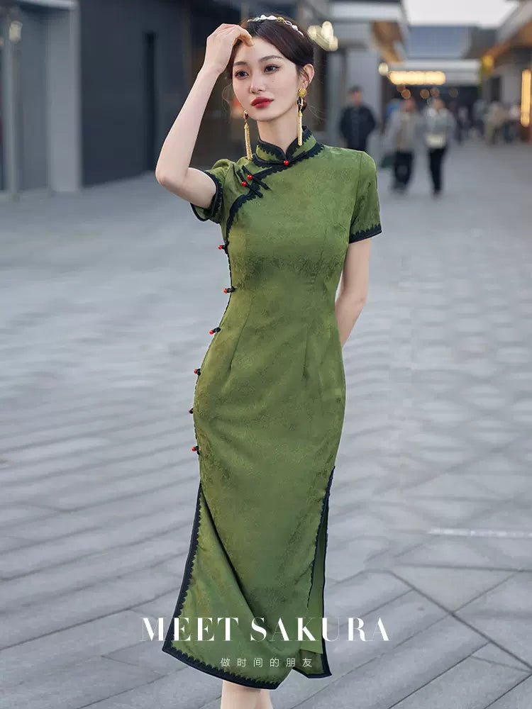 【Hanfu】Whispers of Emerald | Cheongsam/Qipaohan fu Chinese han fu hanfu male tang dynasty clothes chinese hanfu tang dynasty outfits traditiona hanfu dress chinese hanfu chinese style dress dress fashion cheongsam dress q