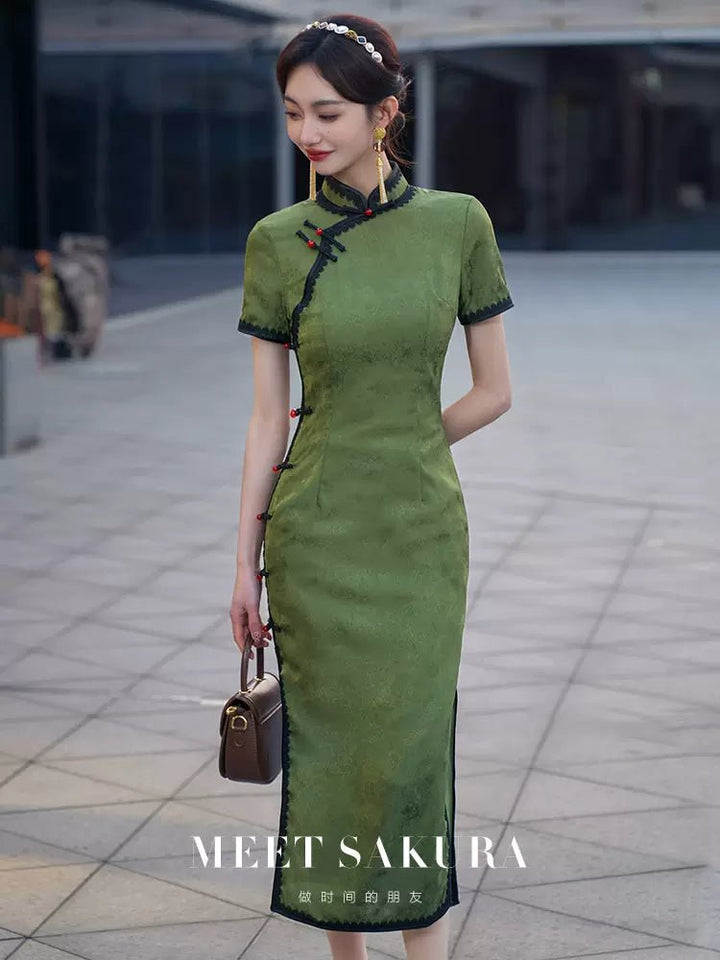 【Hanfu】Whispers of Emerald | Cheongsam/Qipaohan fu Chinese han fu hanfu male tang dynasty clothes chinese hanfu tang dynasty outfits traditiona hanfu dress chinese hanfu chinese style dress dress fashion cheongsam dress q