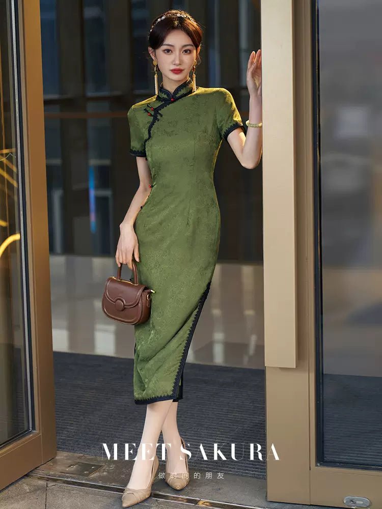 【Hanfu】Whispers of Emerald | Cheongsam/Qipaohan fu Chinese han fu hanfu male tang dynasty clothes chinese hanfu tang dynasty outfits traditiona hanfu dress chinese hanfu chinese style dress dress fashion cheongsam dress q