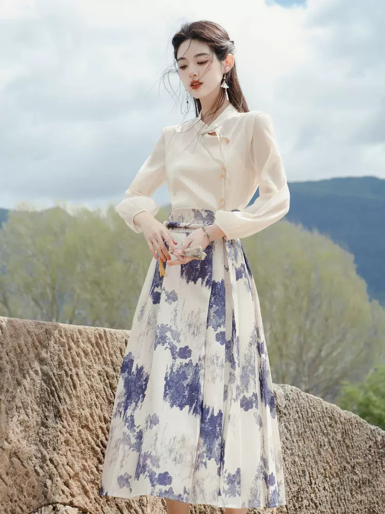 【Hanfu】Purple bell flower|Modern horse - faced skirthan fu Chinese han fu hanfu male tang dynasty clothes chinese hanfu tang dynasty outfits traditiona hanfu dress chinese hanfu chinese style dress dress fashion cheongsam dress q